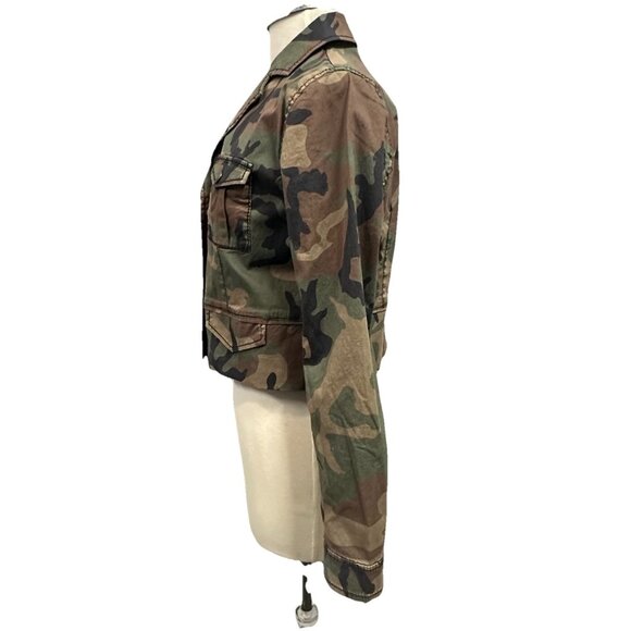 Marrakech Anthropologie Camo Cropped Utility Jacket Women’s Small Cotton Stretch - Picture 5 of 10